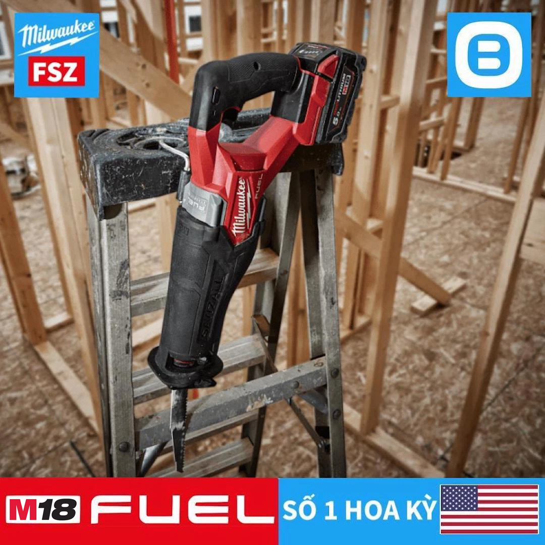 Milwaukee M18 FSZ, Máy cưa kiếm, 18V, Độ sọc 32mm, Màu đỏ đen, 18425009