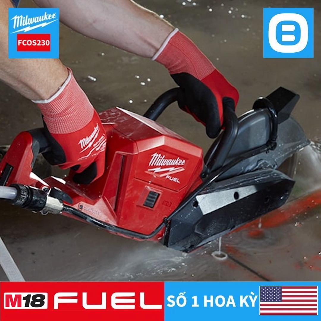 Milwaukee M18 FCOS230, Máy cắt bê tông, 18V, Đường kính đĩa cắt 230 mm, Màu đỏ đen, 18386012