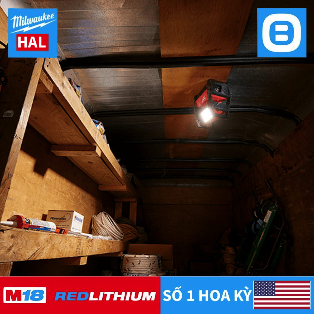 Milwaukee M18 HAL, Đèn LED hắt công suất cao, 18V, Màu đỏ đen, 16057011