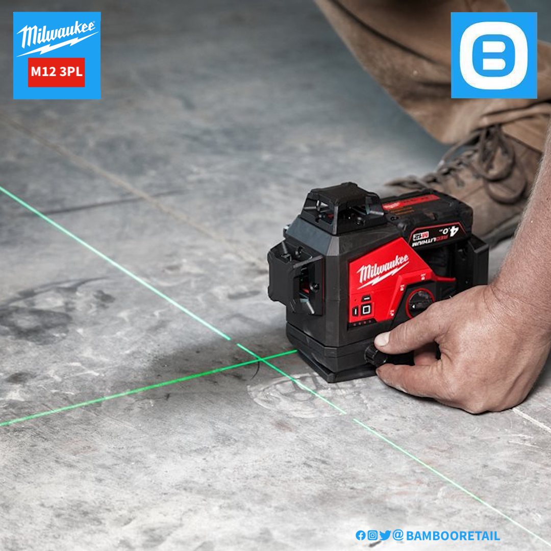 Milwaukee M12 3PL, Máy cân mực laser, 12V, 38m, 330˚, IP54, Màu đỏ đen, 6912703