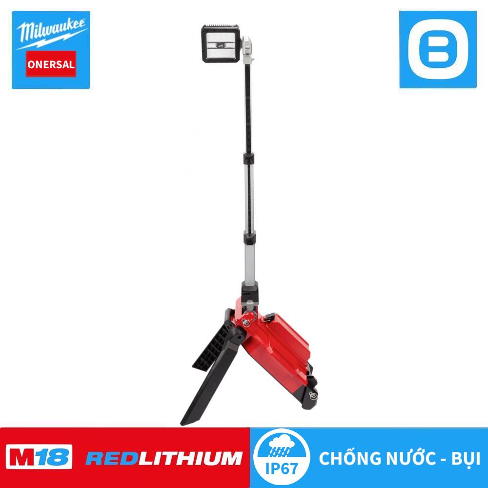 Milwaukee M18 ONERSAL, Đèn LED đứng điều khiển từ xa, 18V, IP67, Màu đỏ đen, 18175005