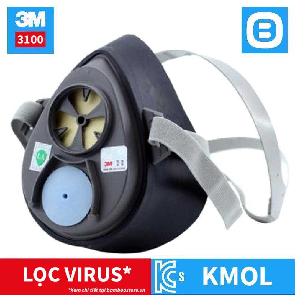 3M Combo mặt nạ phòng độc nửa mặt 3100 Size S, Phin lọc hơi hữu cơ 3301K-100, Tấm lọc 7711, Nắp giữ 774, Chuẩn KMOL-KOSHA, Lọc bụi virus hơi hữu cơ