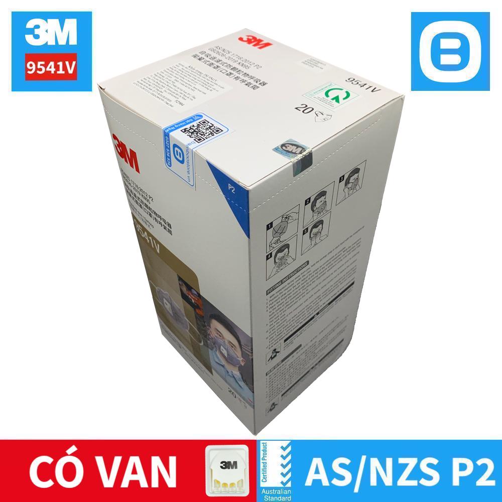 3M 9541V, Khẩu trang than hoạt tính bảo vệ hô hấp, Có van, Dây đeo qua tai, P2, Màu xám, XY003892904