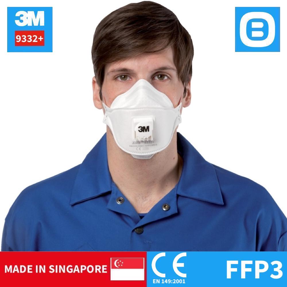 3M Aura 9332+, Khẩu trang bảo vệ hô hấp, Có Van, P3, Lọc 99% bụi mịn virus, Màu trắng, XA010017862