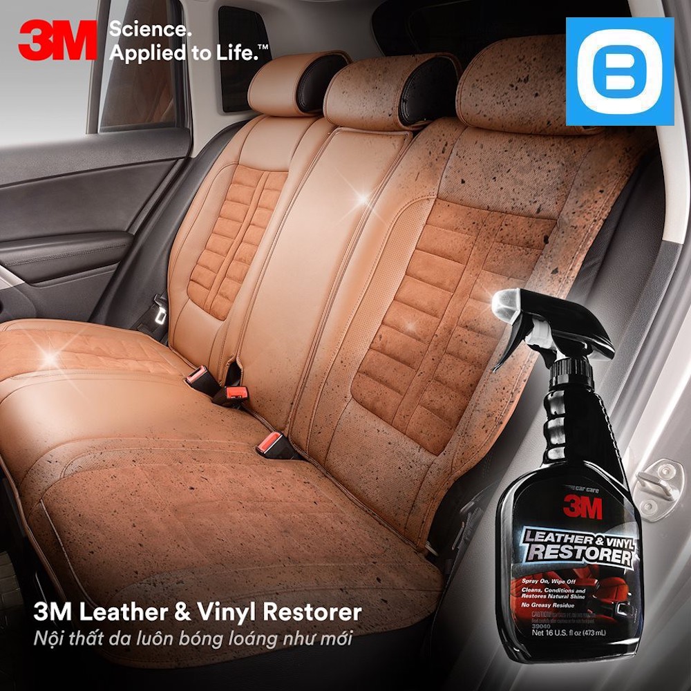 3M 39040 Leathers & Vinyl Restorer, Chai xịt chăm sóc và bảo vệ nội thất ô tô, 473ml