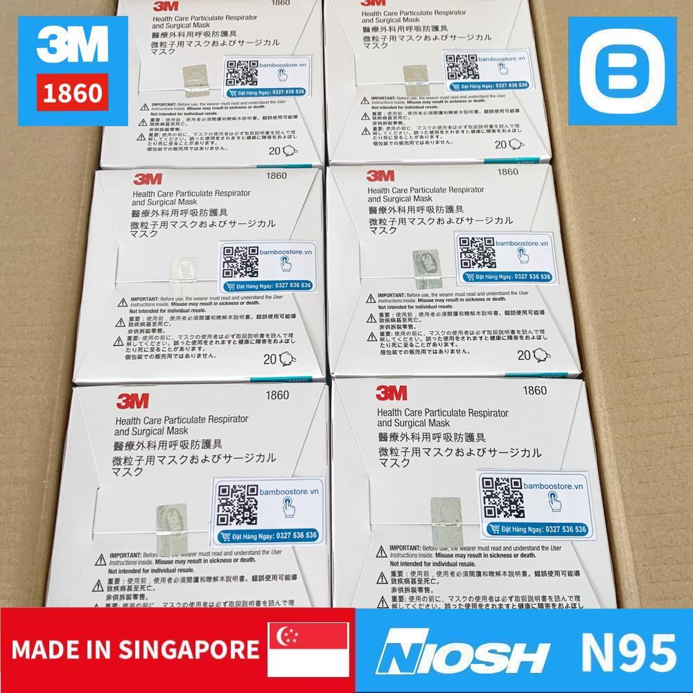3M 1860, Khẩu trang lọc vụi dịch tiết bảo vệ hô hấp, Dây đeo qua đầu, FDA - NIOSH N95, Màu xanh, XA010000538