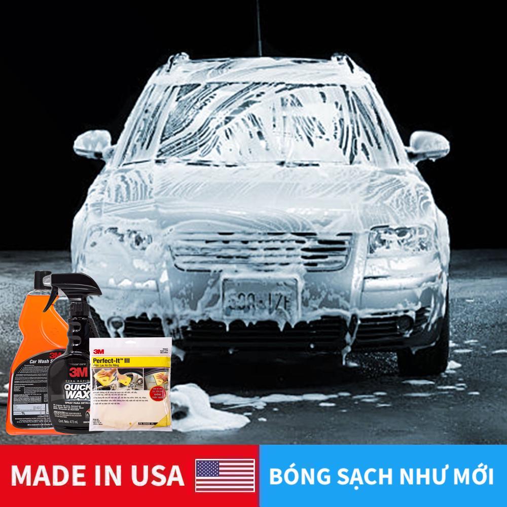 3M Combo bóng sơn, 1 Xà bông rửa xe 1lít, 1 Khăn 50400VL chống xước, 1 Bóng sơn 39034 473ml, Bóng sạch như mới
