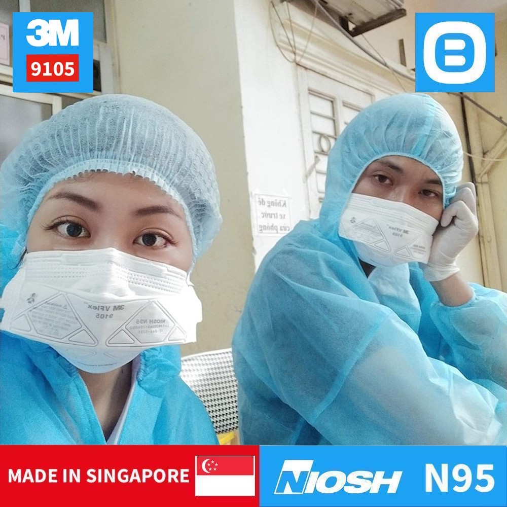 3M VFlex 9105, Khẩu trang bảo vệ hô hấp, Dây đeo qua đầu, NIOSH N95, Màu trắng, 7000002390