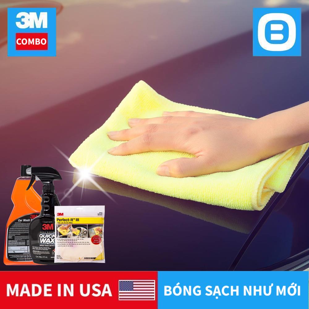 3M Combo bóng sơn, 1 Xà bông rửa xe 1lít, 1 Khăn 50400VL chống xước, 1 Bóng sơn 39034 473ml, Bóng sạch như mới