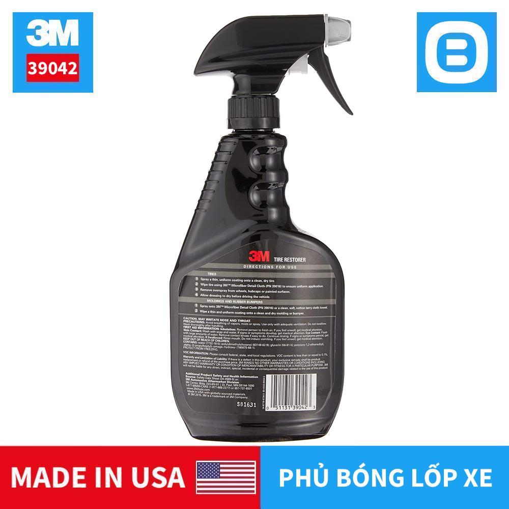 3M 39042 Tire Restorer, Chai xịt bảo dưỡng và phủ bóng lốp xe, 473ml