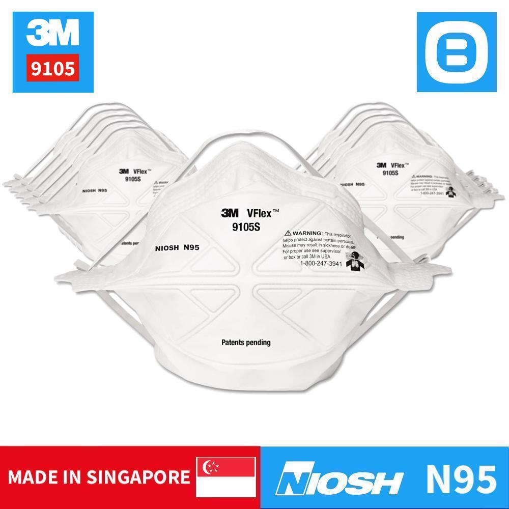 3M VFlex 9105, Khẩu trang bảo vệ hô hấp, Dây đeo qua đầu, NIOSH N95, Màu trắng, 7000002390