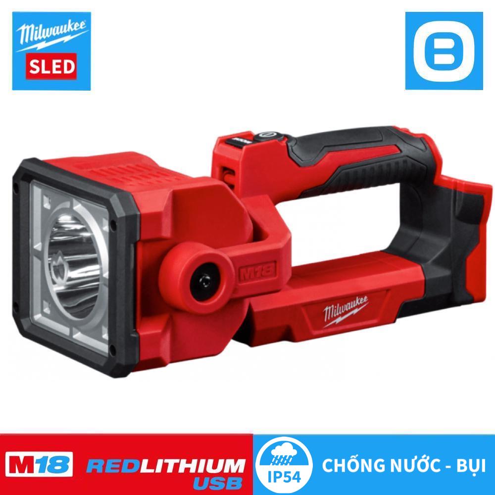 Milwaukee M18 SLED, Đèn rọi hắt, 18V, IP54, Chiếu sáng 650m, Màu đỏ đen, 16065005