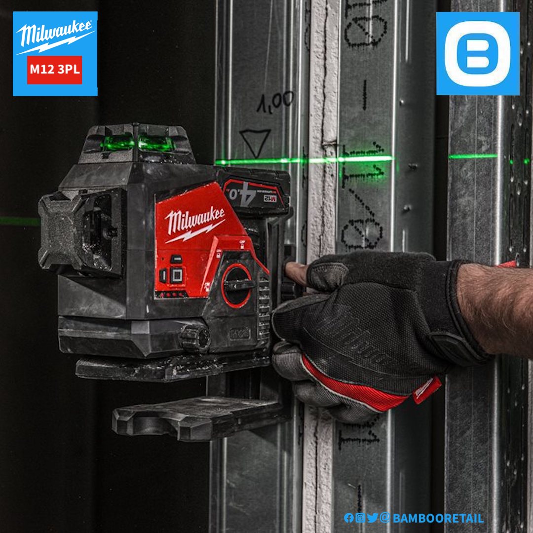 Milwaukee M12 3PL, Máy cân mực laser, 12V, 38m, 330˚, IP54, Màu đỏ đen, 6912703