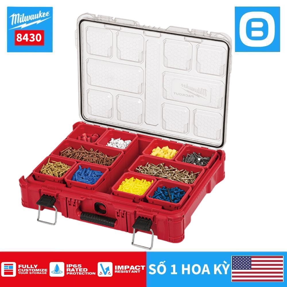 Milwaukee 8430, Hộp đựng dụng cụ, IP65, Chống va đập, Màu đỏ đen, 129305052