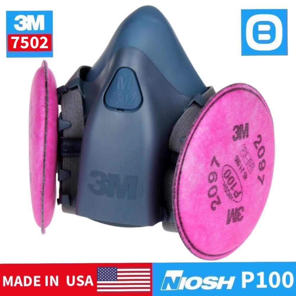 3M Combo mặt nạ phòng độc nửa mặt 7502+Phin lọc 2097, NIOSH P100, Lọc 100% virus + bụi mịn