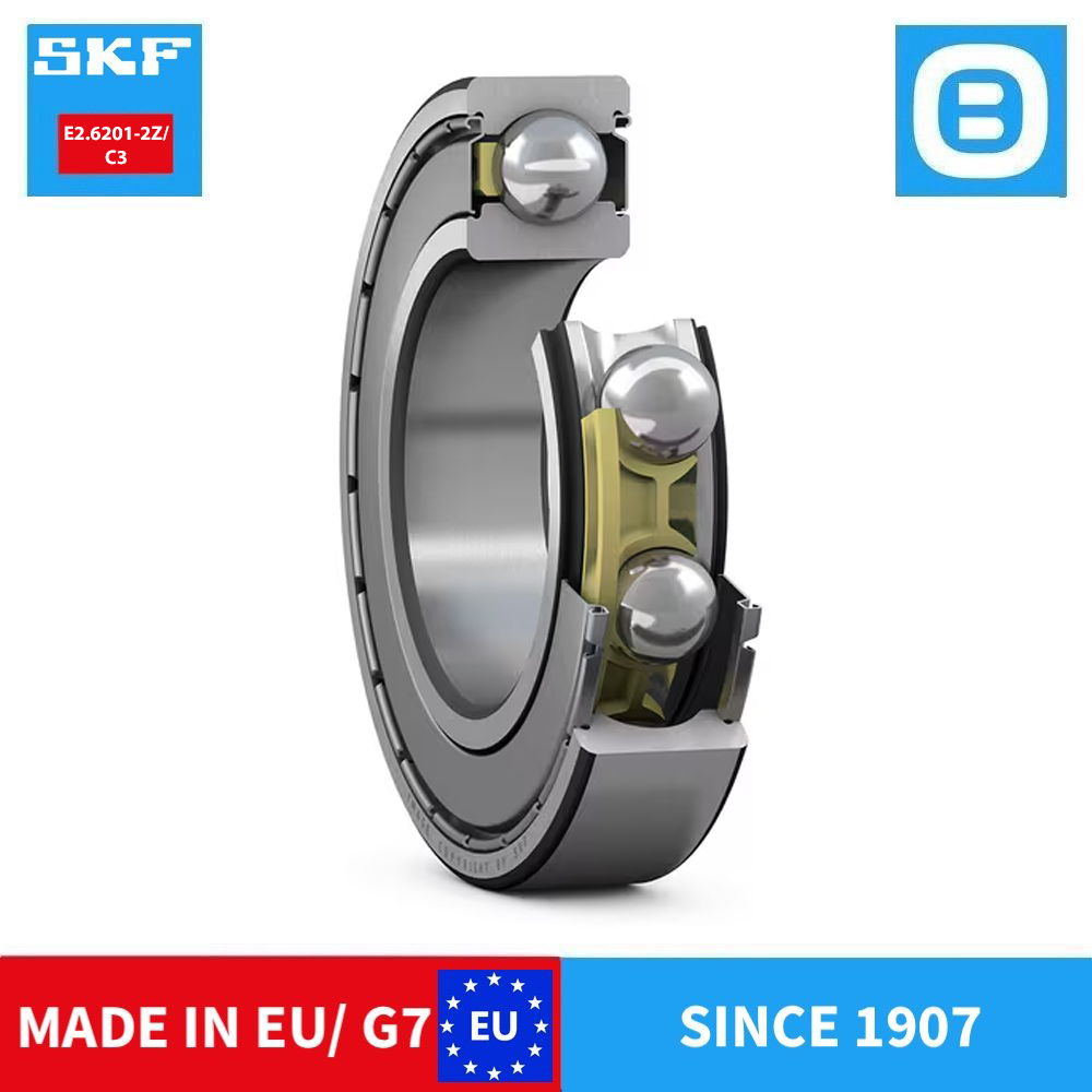 SKF 6201 2Z 2Z/C3 2RSH-C3 E2.2Z-C3 2Z/VC525Deep groove ball bearing with seals or shields, Vòng bi cầu, d8xD22xB7 mm, Xuất sứ EU/G7