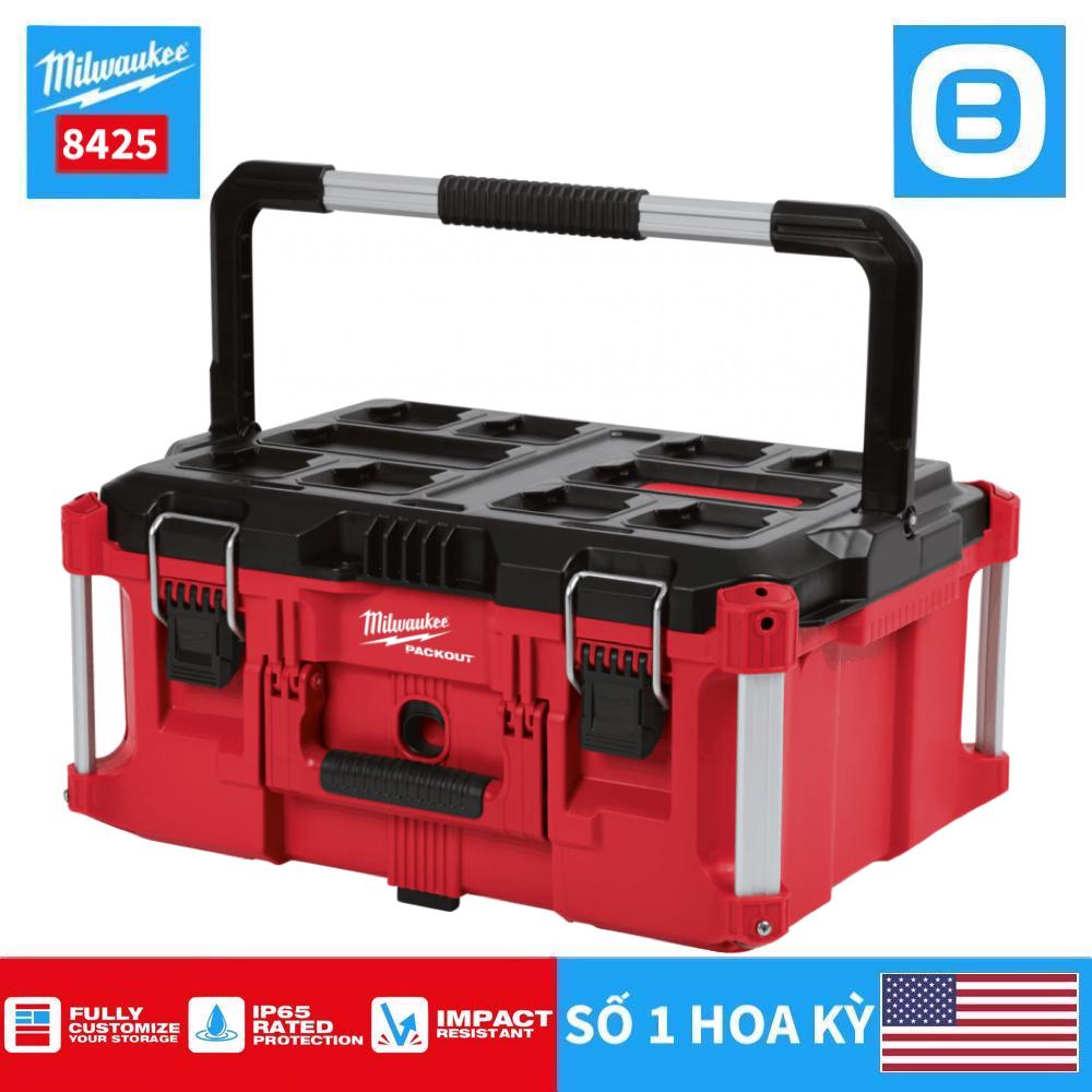 Milwaukee 8425, Hộp đựng dụng cụ, IP65, Chịu tải 45kg, Có chốt khóa, Màu đỏ đen, 129305050