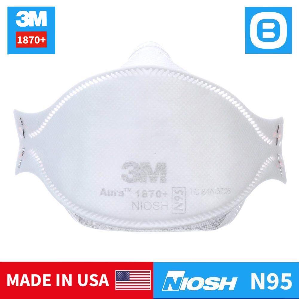 3M 1870+, Khẩu trang đạt tiêu chuẩn N95 NIOSH lọc 95% bụi mịn, mầm bệnh, virus trong không khí, Màu trắng