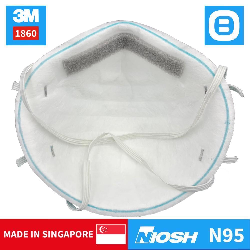 3M 1860, Khẩu trang lọc vụi dịch tiết bảo vệ hô hấp, Dây đeo qua đầu, FDA - NIOSH N95, Màu xanh, XA010000538
