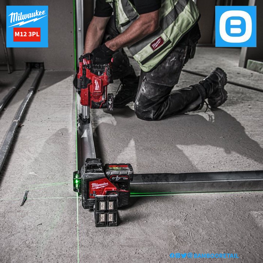 Milwaukee M12 3PL, Máy cân mực laser, 12V, 38m, 330˚, IP54, Màu đỏ đen, 6912703