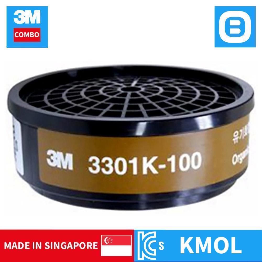 3M Combo mặt nạ phòng độc nửa mặt 3100 Size S, Phin lọc hơi hữu cơ 3301K-100, Tấm lọc 7711, Nắp giữ 774, Chuẩn KMOL-KOSHA, Lọc bụi virus hơi hữu cơ