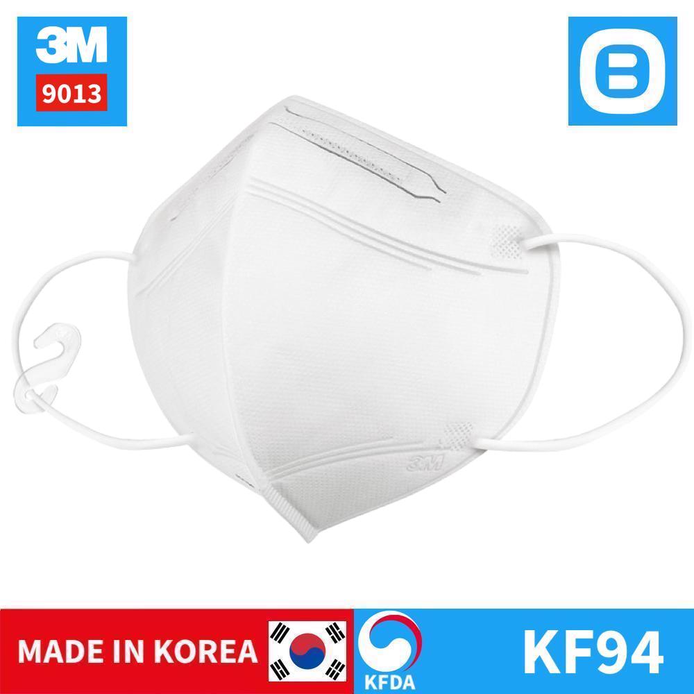 3M 9013, Khẩu trang 3D bảo vệ hô hấp 4 lớp, Có móc treo, Đeo qua tai, KF94, Màu trắng, Màu đen