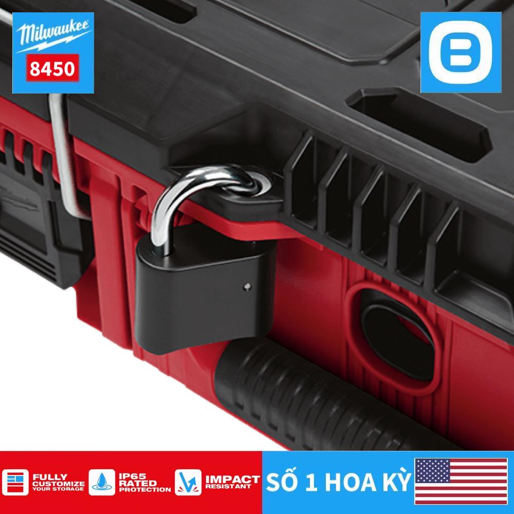 Milwaukee 8450, Hộp đựng dụng cụ, IP65, Chịu tải 34kg, Có chốt khóa, Màu đỏ đen, 129305306
