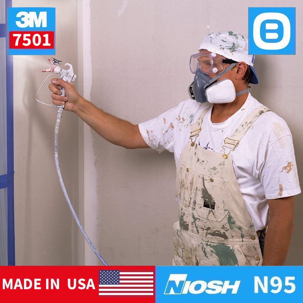 3M Combo mặt nạ phòng độc nửa mặt 7501+Phin lọc than hoạt tính 6001+Tấm lọc 5N11+Nắp giữ 501, NIOSH N95, Lọc 95% virus+hơi hữu cơ