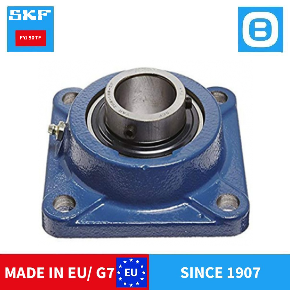 SKF FYJ 50 TF Square flanged ball bearing unit with set screw locking, cast iron housing, JIS, Gối đỡ, d50xd162.51xA40 mm, Xuất sứ EU/G7