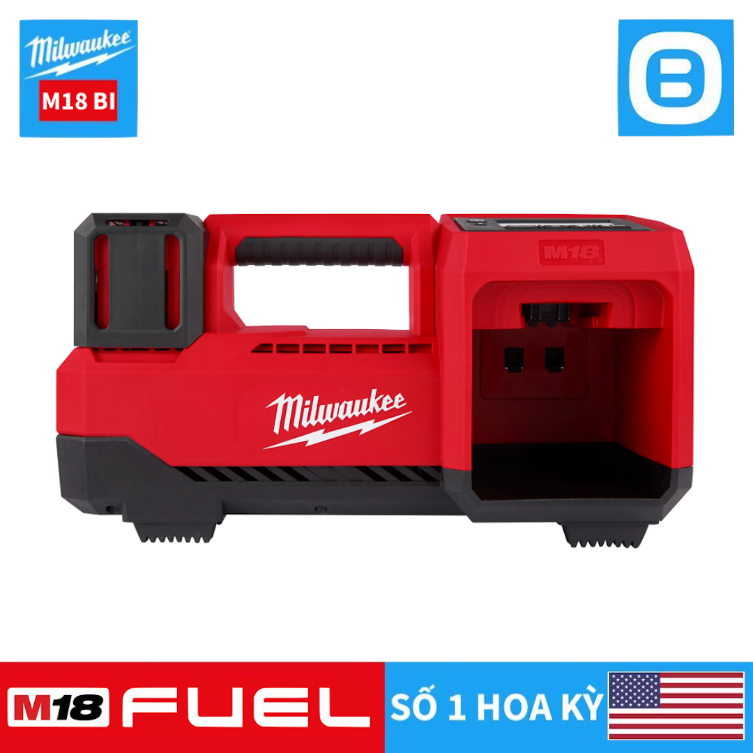 Milwaukee M18 BI, Máy bơm hơi thông minh cho xe ô tô, 18V, Áp suất 10barg, Màu đỏ đen, 16100008