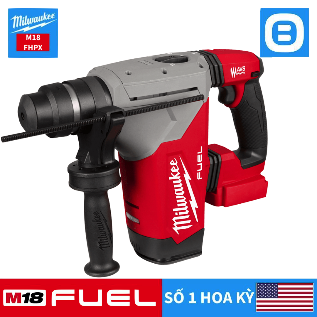 Milwaukee M18 FHPX, Máy khoan búa thế hệ mới, 18V, 32mm, Màu đỏ đen, 18413006