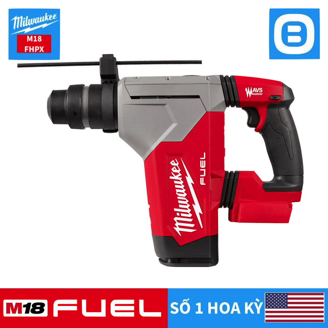 Milwaukee M18 FHPX, Máy khoan búa thế hệ mới, 18V, 32mm, Màu đỏ đen, 18413006