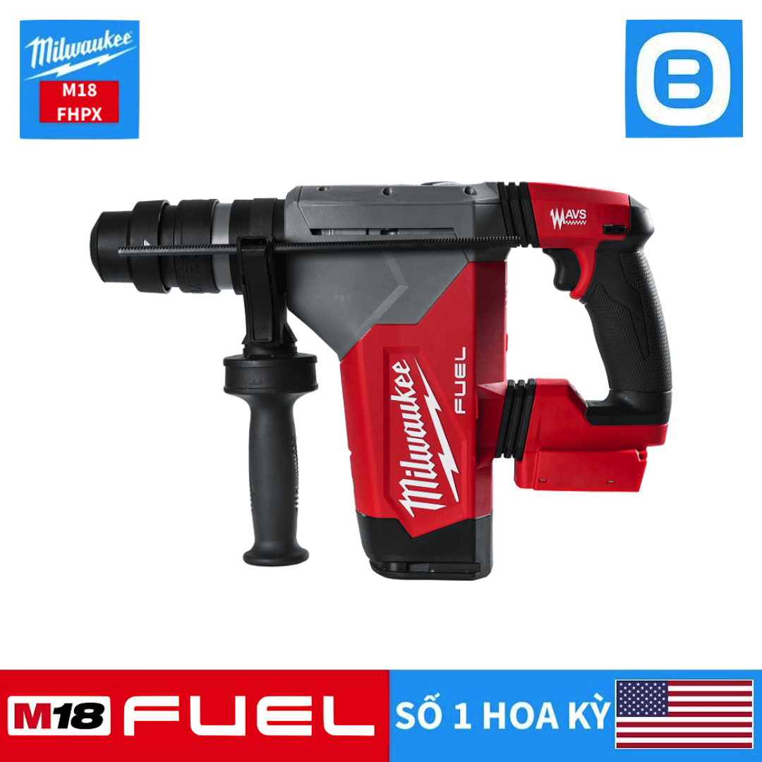 Milwaukee, Combo Máy khoan bê tông M18 FHPX - Nhận quà trọn vẹn, 1 Máy khoan M18 FHPX-0X0, 1 Pin 8Ah, 1 Sạc nhanh 12-18V