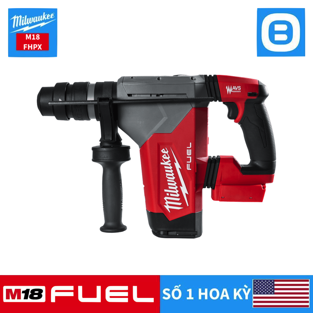 Milwaukee M18 FHPX, Máy khoan búa thế hệ mới, 18V, 32mm, Màu đỏ đen, 18413006