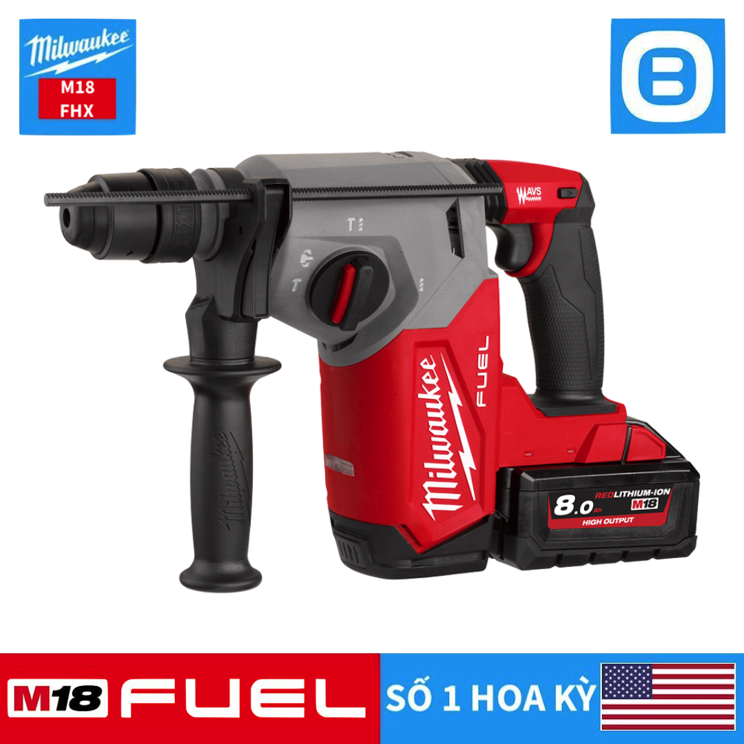 Milwaukee M18 FHX, Máy khoan búa, 18V, Màu đỏ đen, 18472009