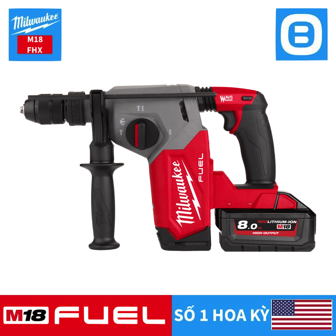 Milwaukee M18 FHX, Máy khoan búa, 18V, Màu đỏ đen, 18472009