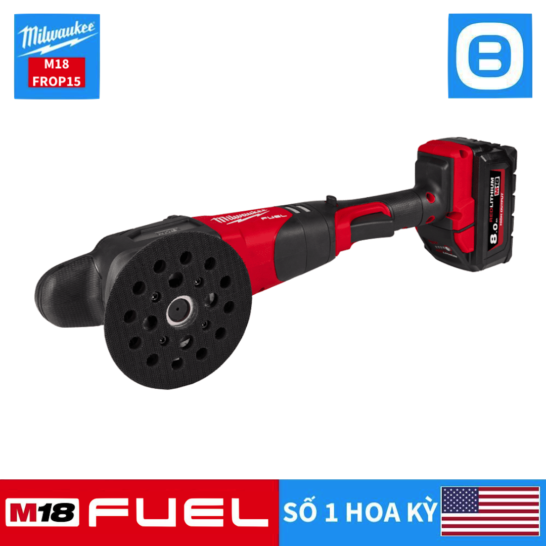 Milwaukee M18 FROP15, Máy đánh bóng lệch tâm 15mm, 18V, Đường kính bánh 127mm, Màu đỏ đen, 18567008