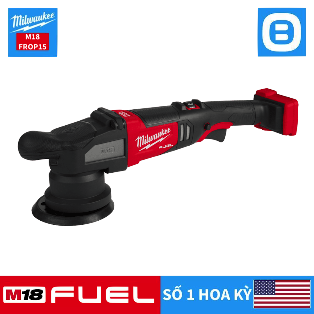 Milwaukee M18 FROP15, Máy đánh bóng lệch tâm 15mm, 18V, Đường kính bánh 127mm, Màu đỏ đen, 18567008