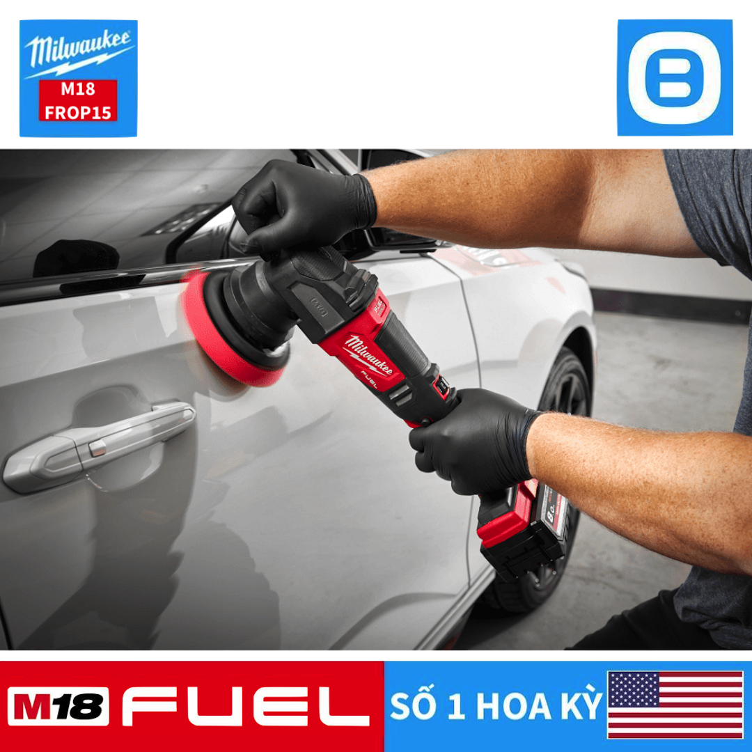 Milwaukee M18 FROP15, Máy đánh bóng lệch tâm 15mm, 18V, Đường kính bánh 127mm, Màu đỏ đen, 18567008