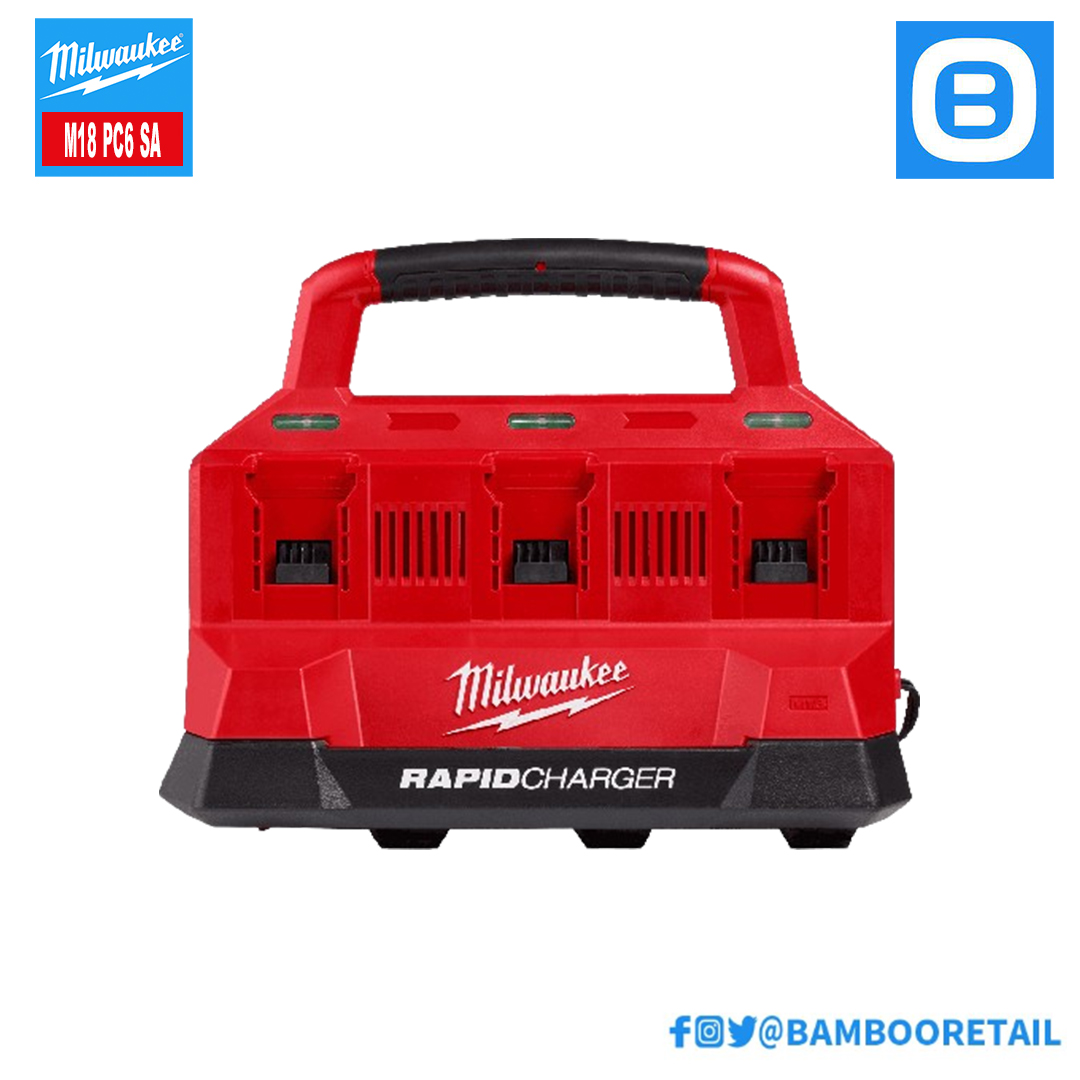 Milwaukee M18 PC6 SA, Trạm sạc nhanh 6 cổng M18 PC6 18V, Màu đỏ đen