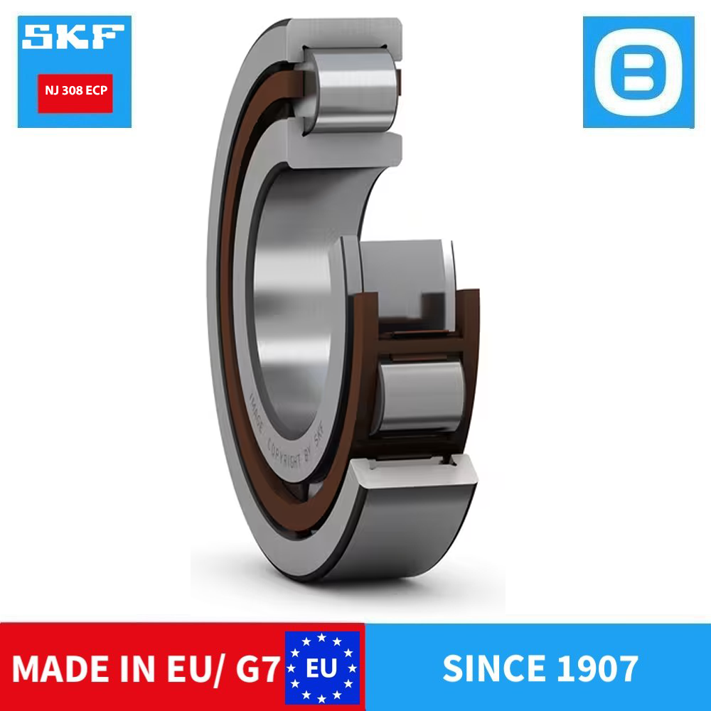 SKF NJ 308 ECP Single row cylindrical roller bearing, NJ design, Vòng bi đũa đỡ, d40xD90xB23mm, Xuất sứ EU/G7