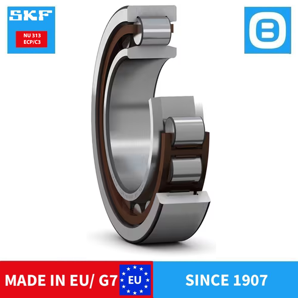 SKF NU 313 ECP ECP/C3 ECJ ECM ECM/C3 Single row cylindrical roller bearing, NU design, Vòng bi đũa đỡ, d64xD140xB33 mm, Xuất sứ EU/G7