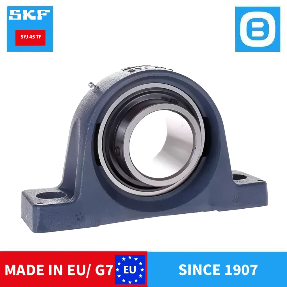 SKF SYJ 45 TF Pillow block ball bearing unit with extended inner ring and set screw locking, cast iron, Japanese standards, Gối đỡ, d45xD54xB52 mm, Xuất sứ EU/G7