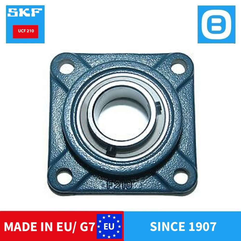 SKF UCF 210 Square flanged ball bearing unit with set screw locking, cast iron housing, JIS, Gối đỡ, d50xD39.5xB54.6 mm, Xuất sứ EU/G7