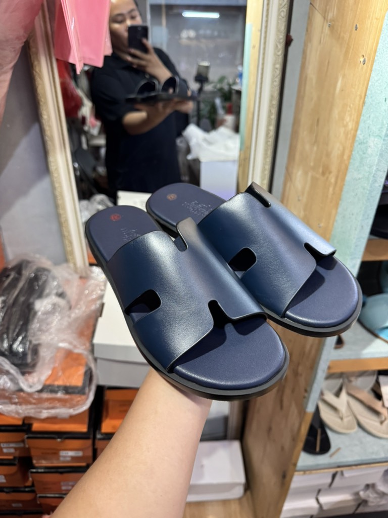 MW-2 | Dép Da Hermes Full Xanh Navy Láng