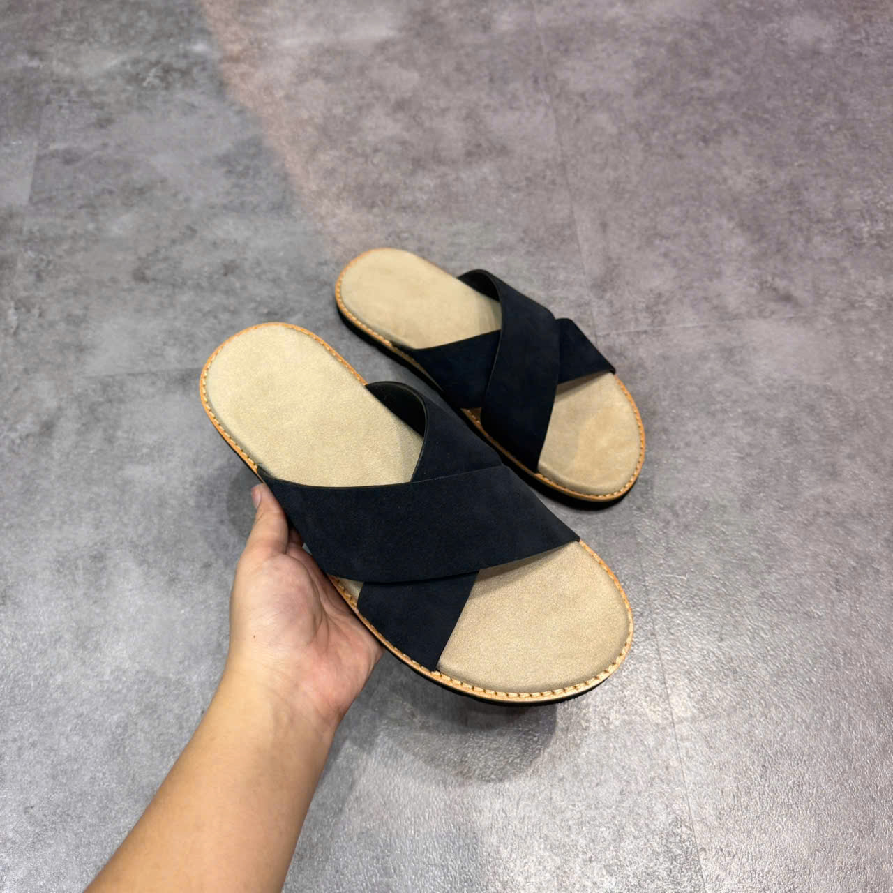 Dép da  Chéo Foxy Đen