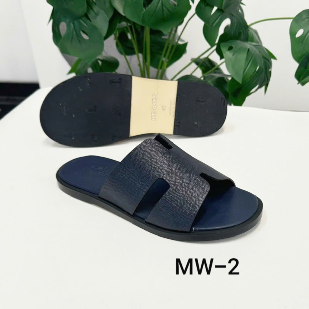 Dép Da Hermess - Xanh Navy Cao Cấp
