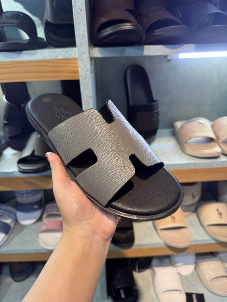 Dép Nam Hermes - Light Grey ft Black - Đen Xám