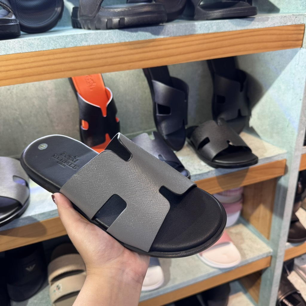 Dép Nam Hermes - Light Grey ft Black - Đen Xám
