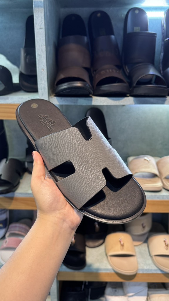 Dép Nam Hermes - Light Grey ft Black - Đen Xám